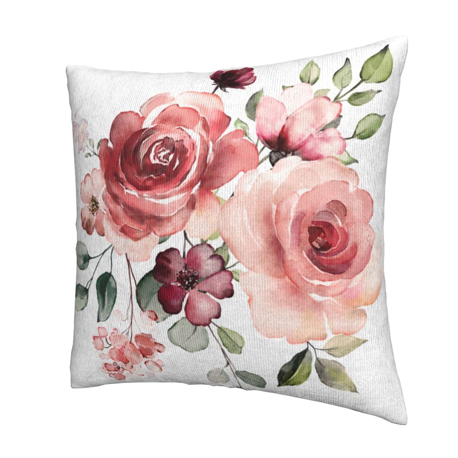 Amazon.co.jp: クッションカバー 2点セット 薔薇 バラ 花 水彩画 上品